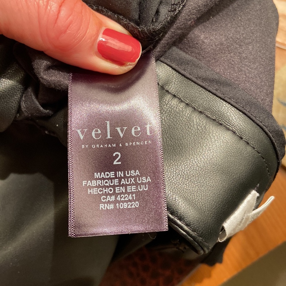 Velvet Faux leather Honey Trousers black. Size 2. Like new. - Picture 9 of 10